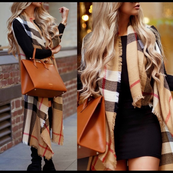 🌺 *SOLD OUT* Poncho Plaid Earth Tones - Picture 3 of 3